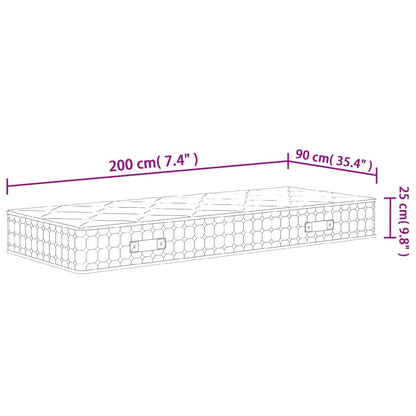 vidaXL Στρώμα με Pocket Springs Μεσαία Σκληρότητα 90 x 200 εκ.