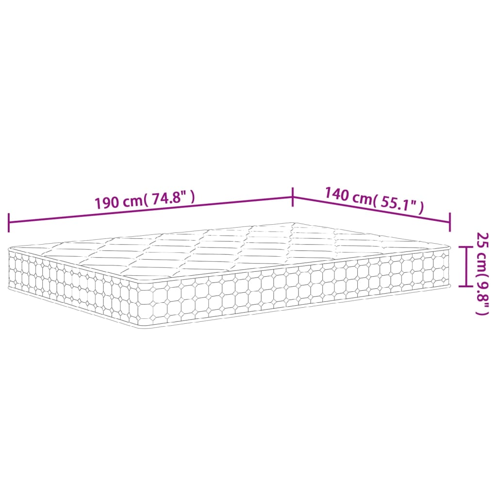 vidaXL Στρώμα με Pocket Springs Μεσαία Σκληρότητα 140x190 εκ.