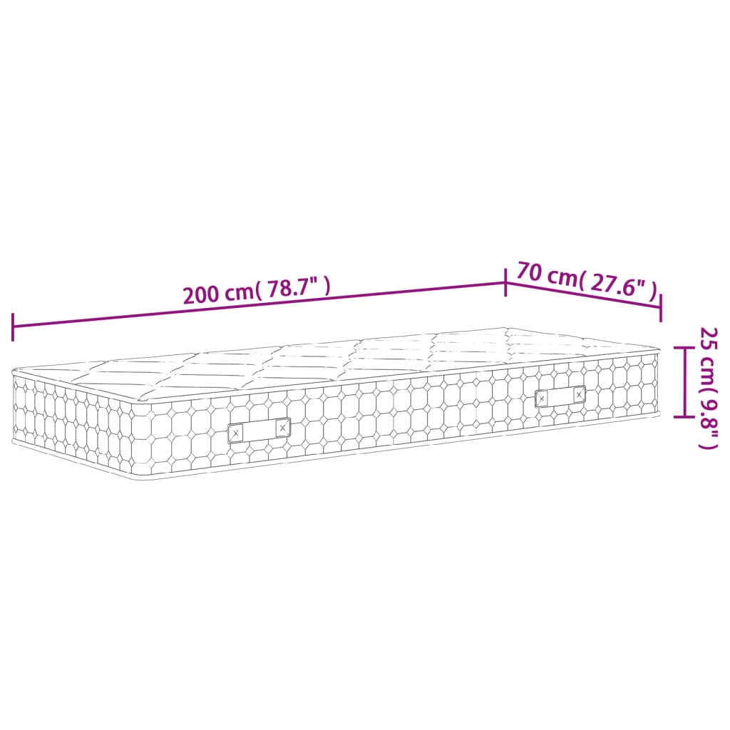 vidaXL Στρώμα με Pocket Springs Μεσαία Σκληρότητα 70x200 εκ.