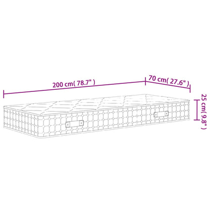 vidaXL Στρώμα με Pocket Springs Μεσαία Σκληρότητα 70x200 εκ.