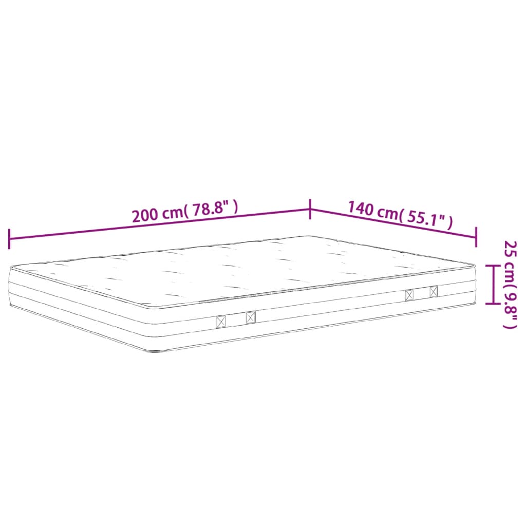 vidaXL Στρώμα με Pocket Springs Μεσαία Σκληρότητα 140x200 εκ.