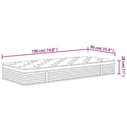 vidaXL Στρώμα με Pocket Springs Medium 90x190 εκ. Μονό