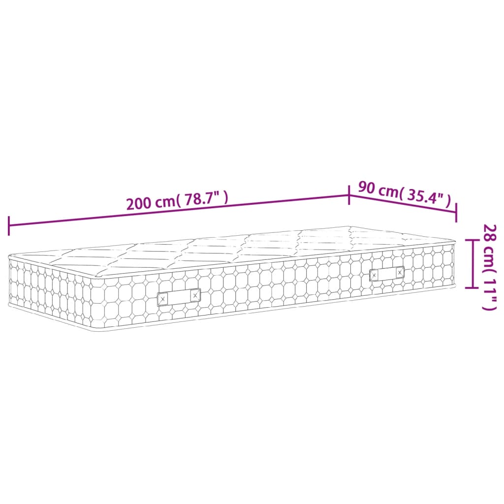 vidaXL Στρώμα με Pocket Springs Μεσαία Σκληρότητα 90x200 εκ.