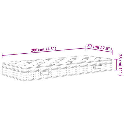 vidaXL Στρώμα με Pocket Springs Μεσαία Σκληρότητα 70x200 εκ.