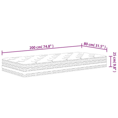 vidaXL Στρώμα με Pocket Springs Μεσαία Σκληρότητα 80 x 200 εκ.