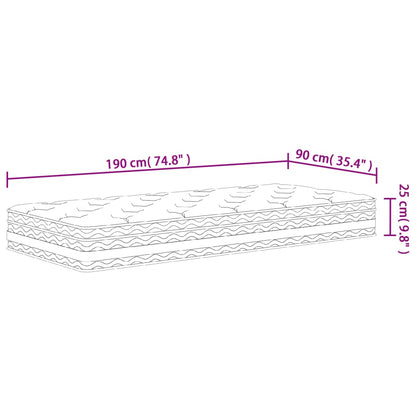 vidaXL Στρώμα με Pocket Springs Medium 90x190 εκ. Μονό