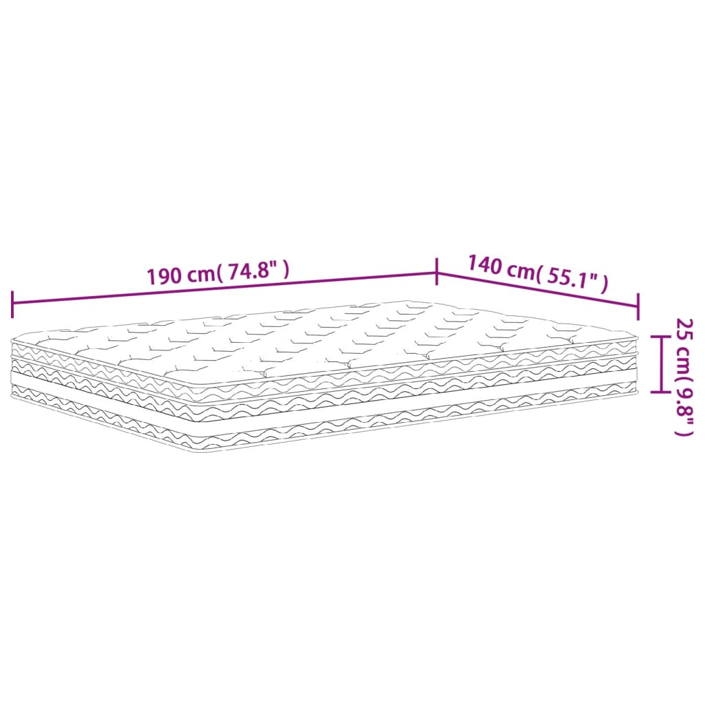 vidaXL Στρώμα με Pocket Springs 140x190 εκ. Μεσαία