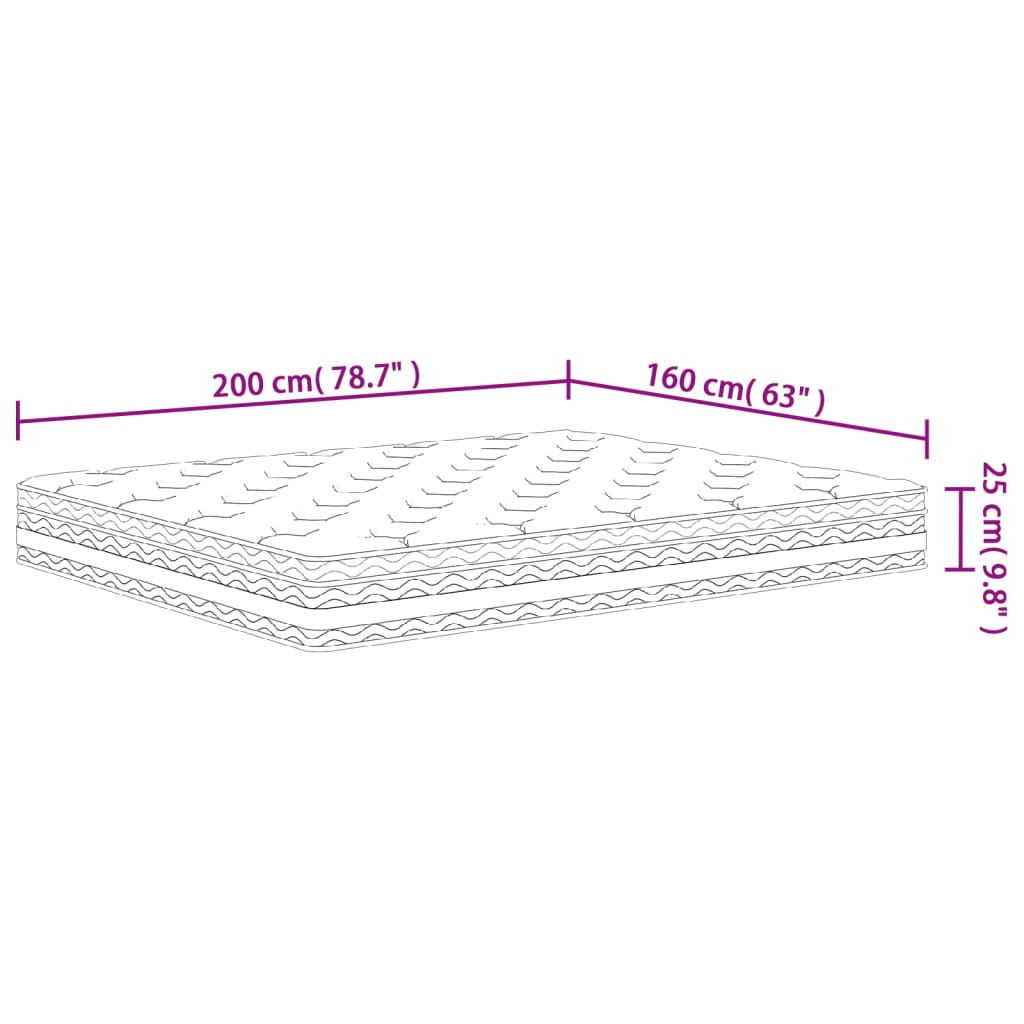 vidaXL Στρώμα με Pocket Springs Μεσαία Σκληρότητα 160 x 200 εκ.