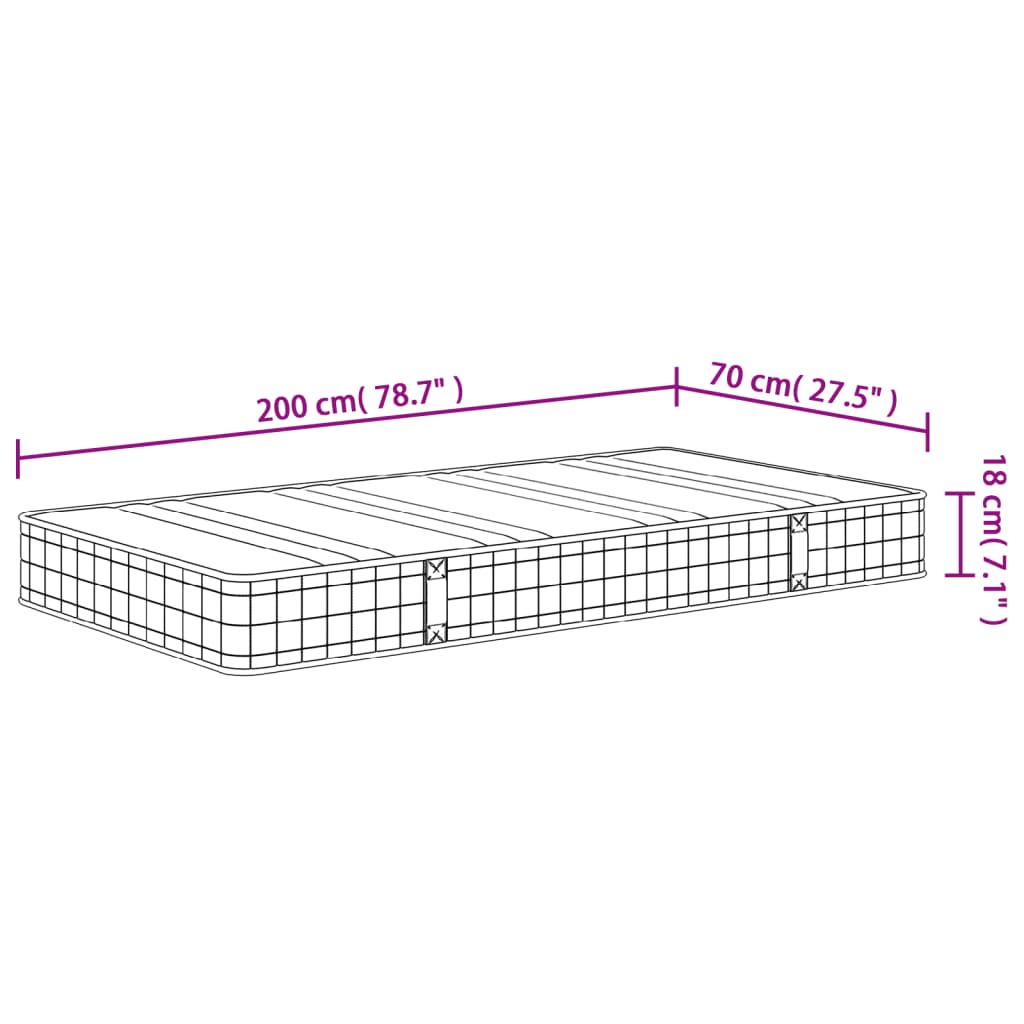 vidaXL Στρώμα με Bonnell Springs Μεσαία Σκληρότητα 70x200 εκ.