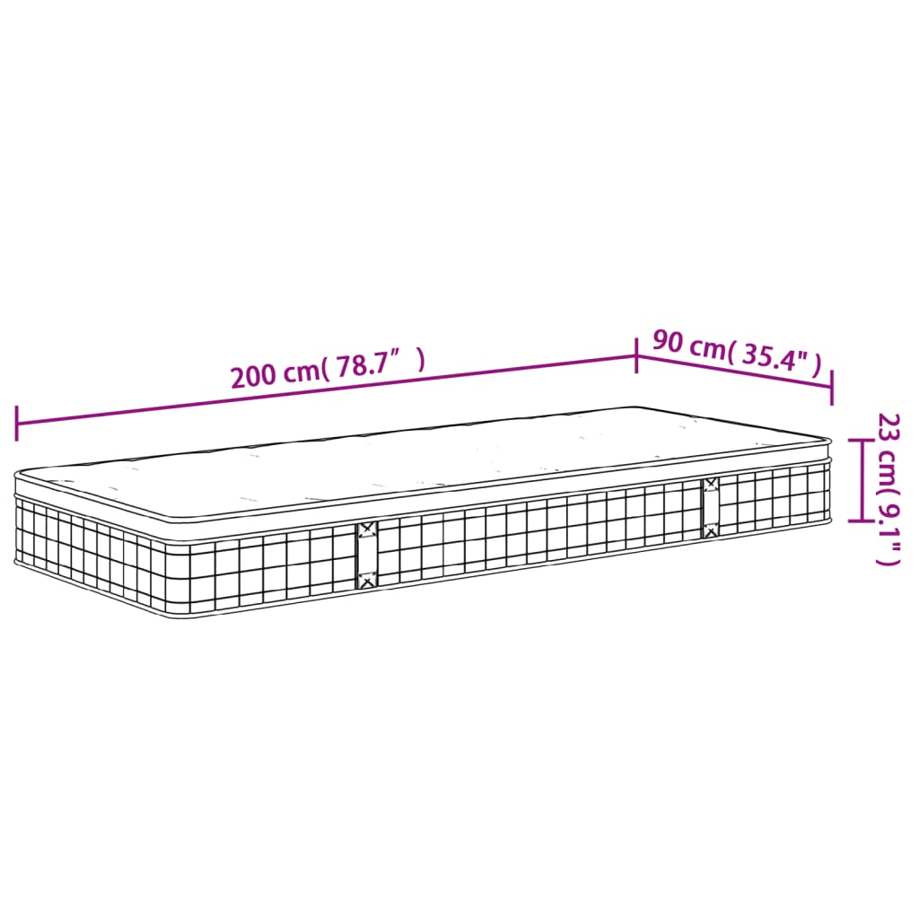 vidaXL Στρώμα με Bonnell Springs Medium 90 x 200 εκ.