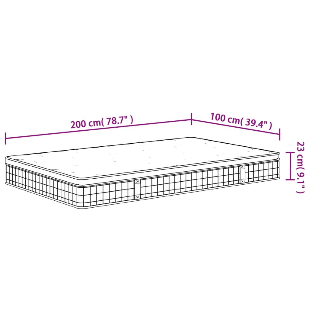 vidaXL Στρώμα με Bonnell Springs Μεσαία Σκληρότητα 100x200 εκ.