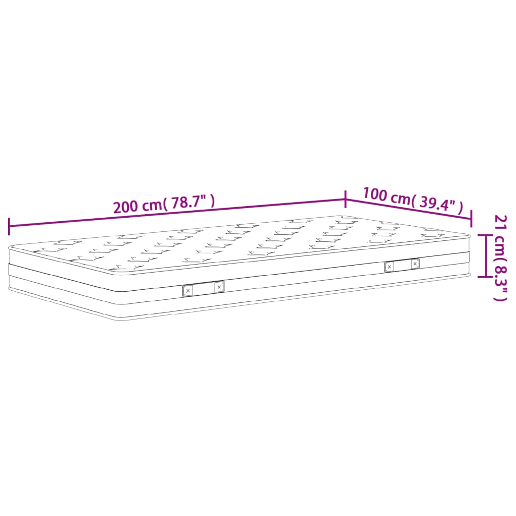 vidaXL Στρώμα με Bonnell Springs Μεσαία Σκληρότητα 100x200 εκ.