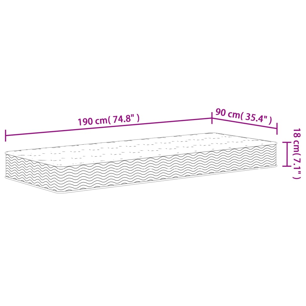 vidaXL Στρώμα με Bonnell Springs Medium 90x190 εκ. Μονό