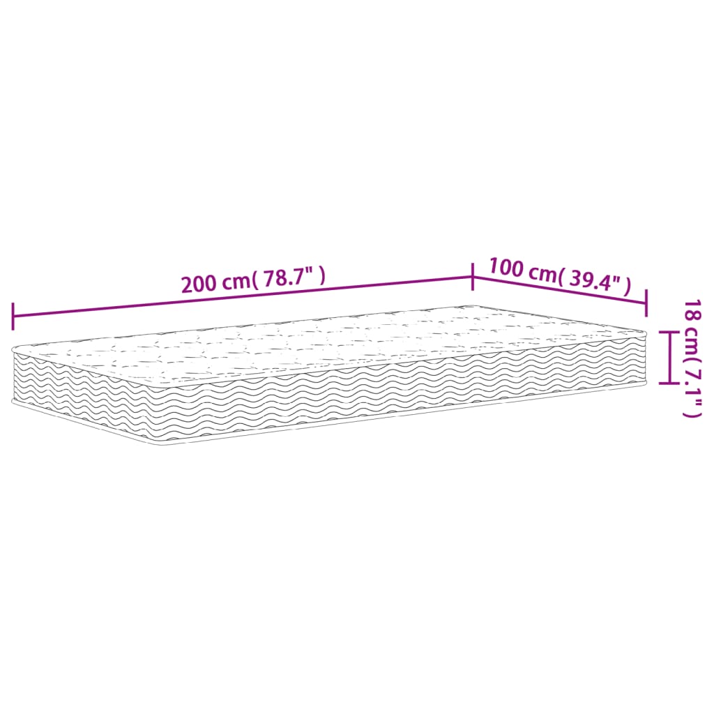 vidaXL Στρώμα με Bonnell Springs Μεσαία Σκληρότητα 100x200 εκ.