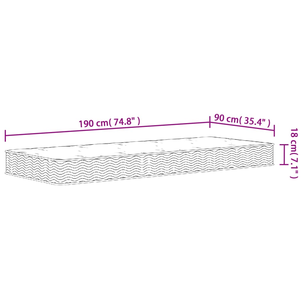 vidaXL Στρώμα με Bonnell Springs Medium 90x190 εκ. Μονό