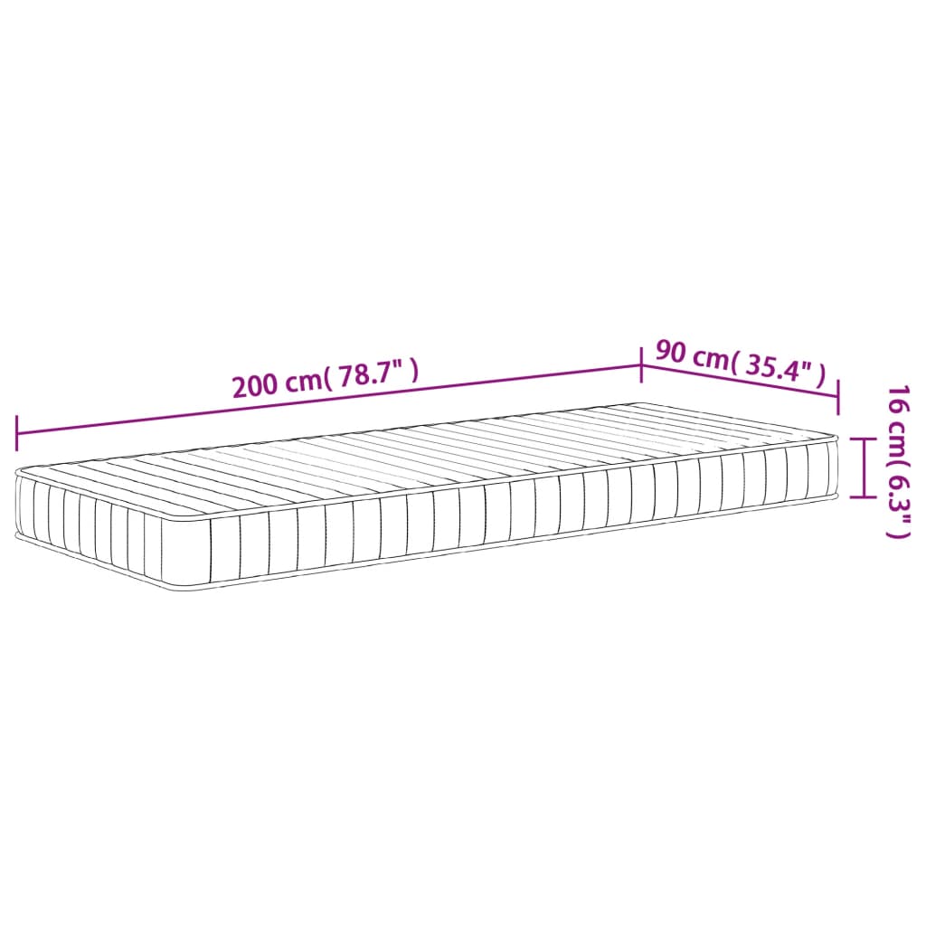 vidaXL Στρώμα Αφρού Medium Soft 90x200 εκ.