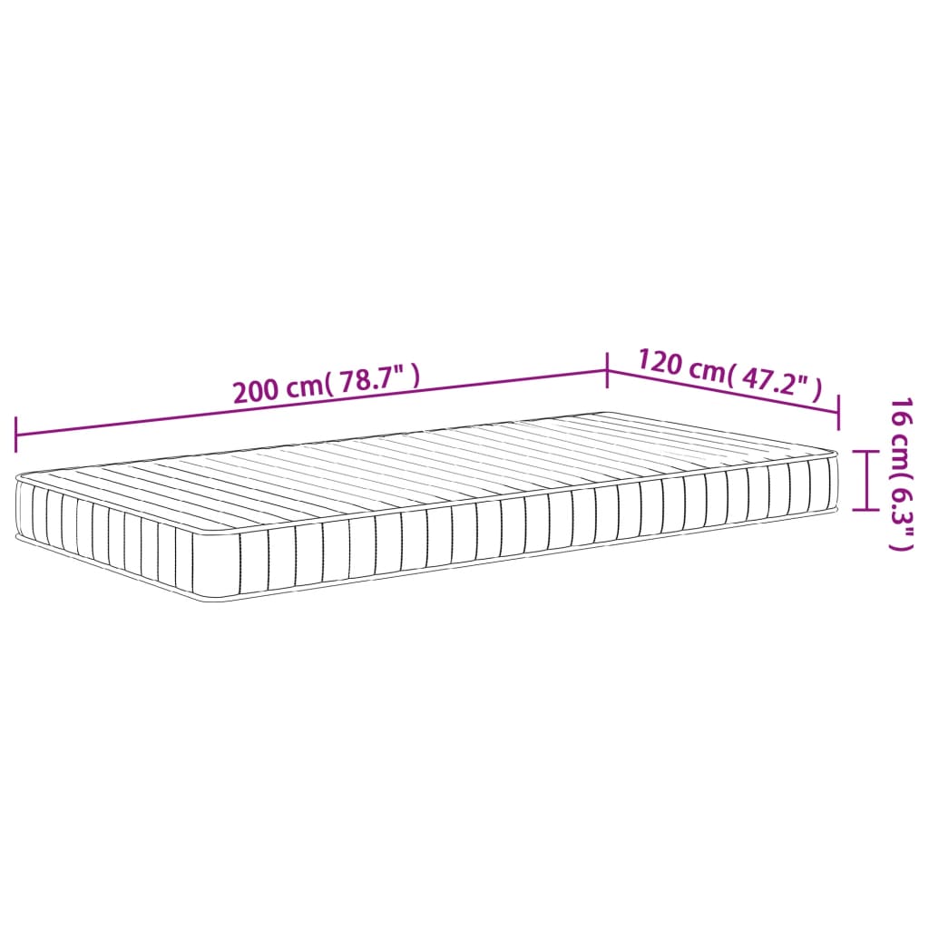 vidaXL Στρώμα Αφρού Medium Soft 120x200 εκ.