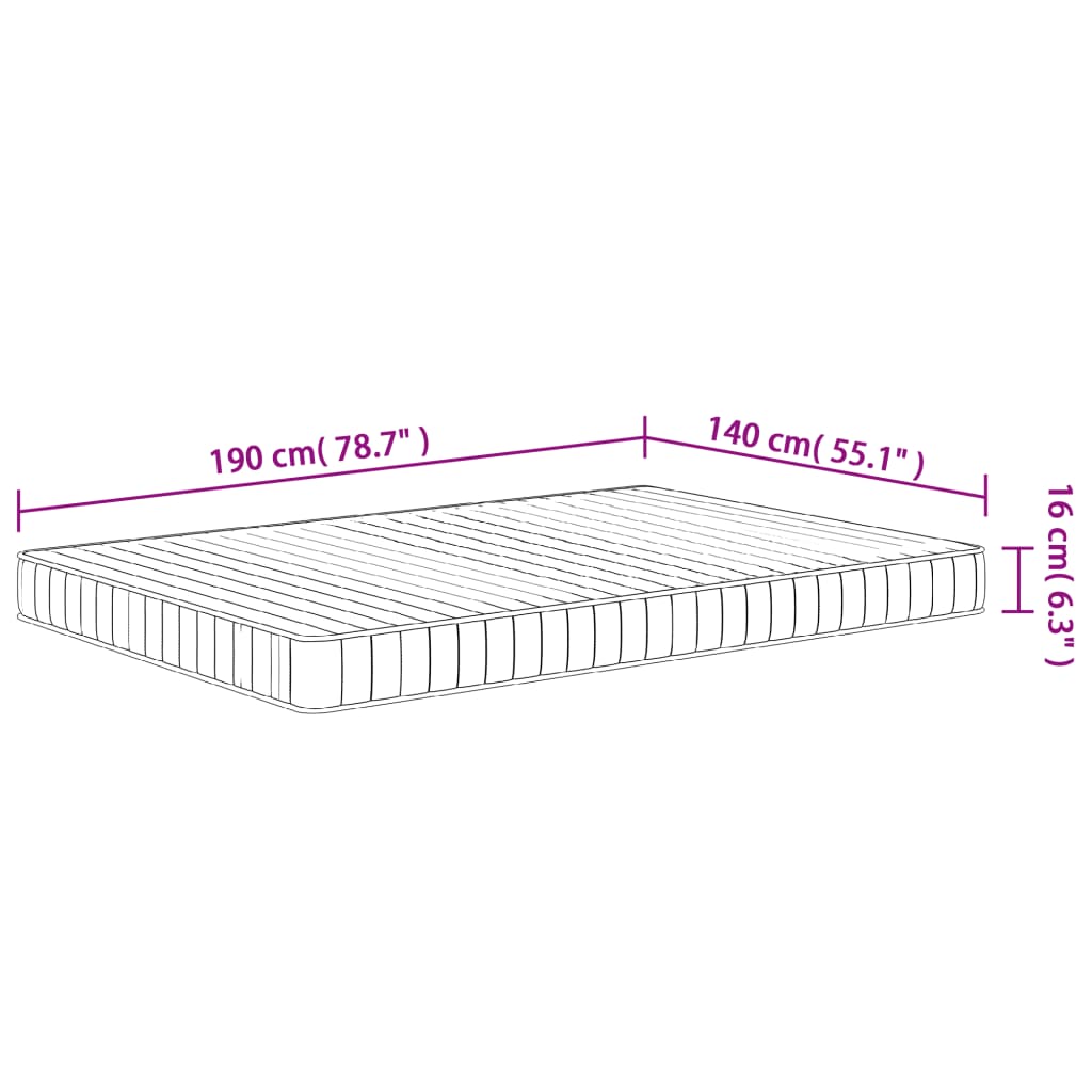 vidaXL Στρώμα Αφρού Medium Soft 140x190 εκ.