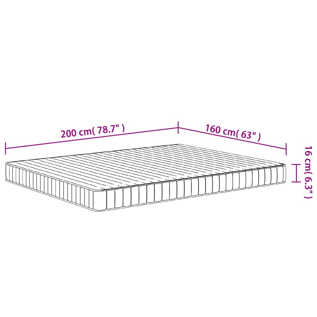 vidaXL Στρώμα Αφρού Medium Soft 160x200 εκ.