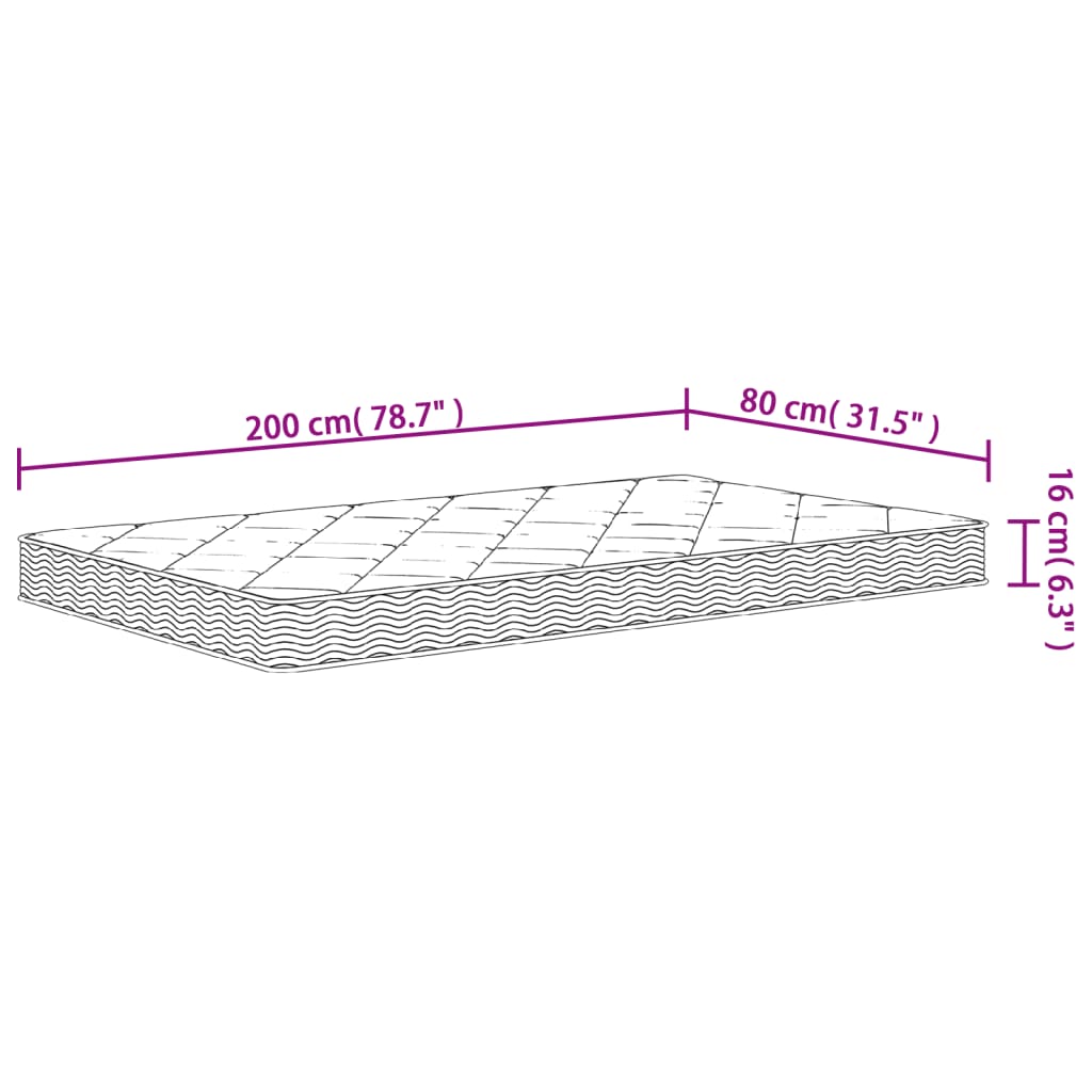 vidaXL Στρώμα Αφρού Medium Soft 80x200 εκ.