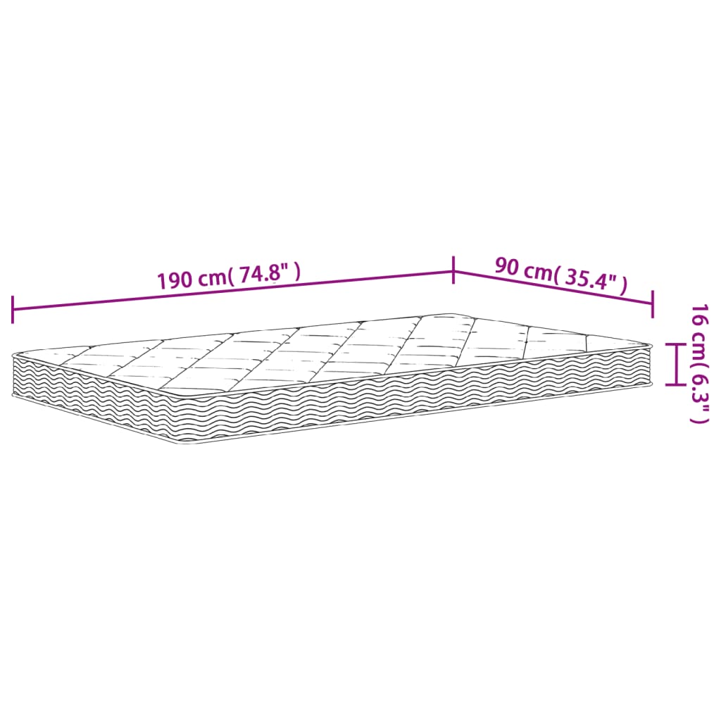 vidaXL Στρώμα Αφρού Medium Soft 90x190 εκ. Μονό