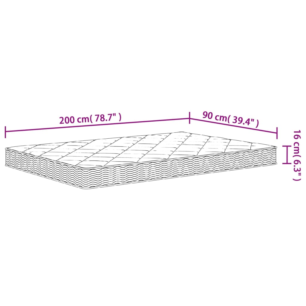 vidaXL Στρώμα Αφρού Medium Soft 90x200 εκ.