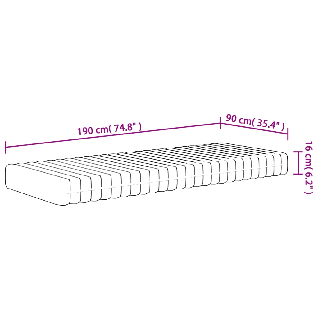 vidaXL Στρώμα Αφρού Medium Soft 90x190 εκ. Μονό