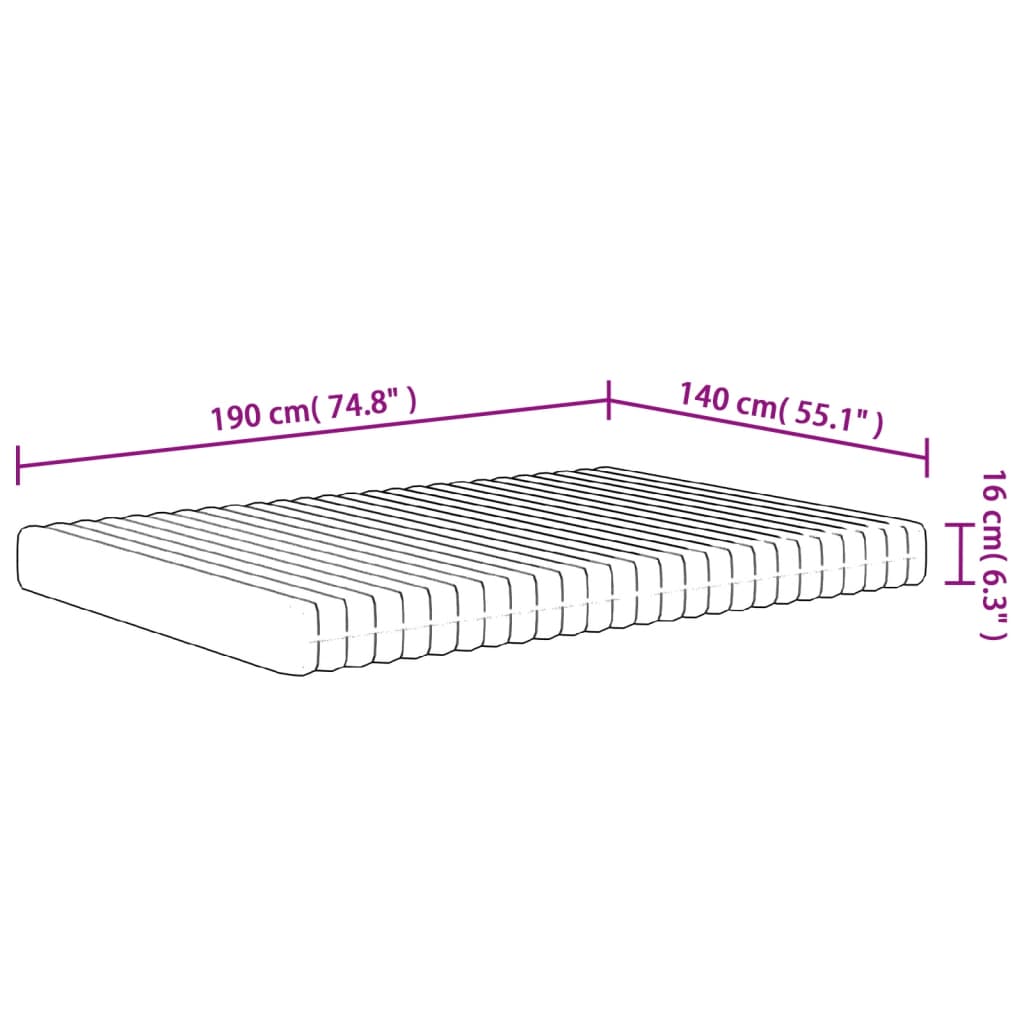 vidaXL Στρώμα Αφρού Medium Soft 140x190 εκ.