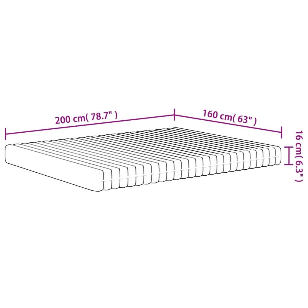 vidaXL Στρώμα Αφρού Medium Soft 160x200 εκ.