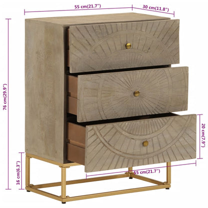 vidaXL Συρταριέρα 55 x 30 x 76 εκ. από Μασίφ Ξύλο Μάνγκο & Σίδηρο