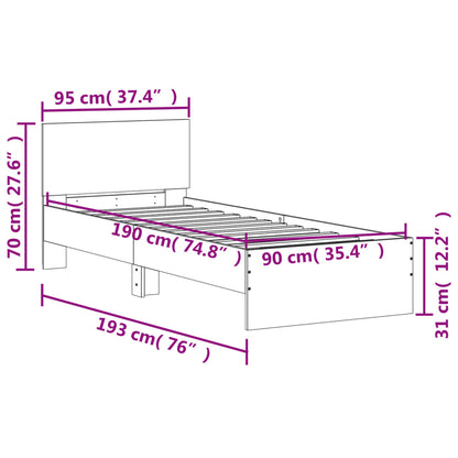 vidaXL Πλαίσιο Κρεβατιού με Κεφαλάρι Λευκό 90x190 εκ.