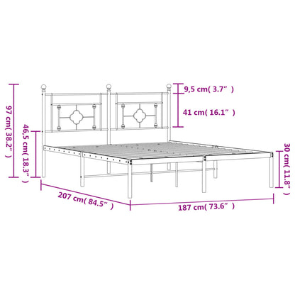 vidaXL Πλαίσιο Κρεβατιού με Κεφαλάρι Μαύρο 180 x 200 εκ. Μεταλλικό