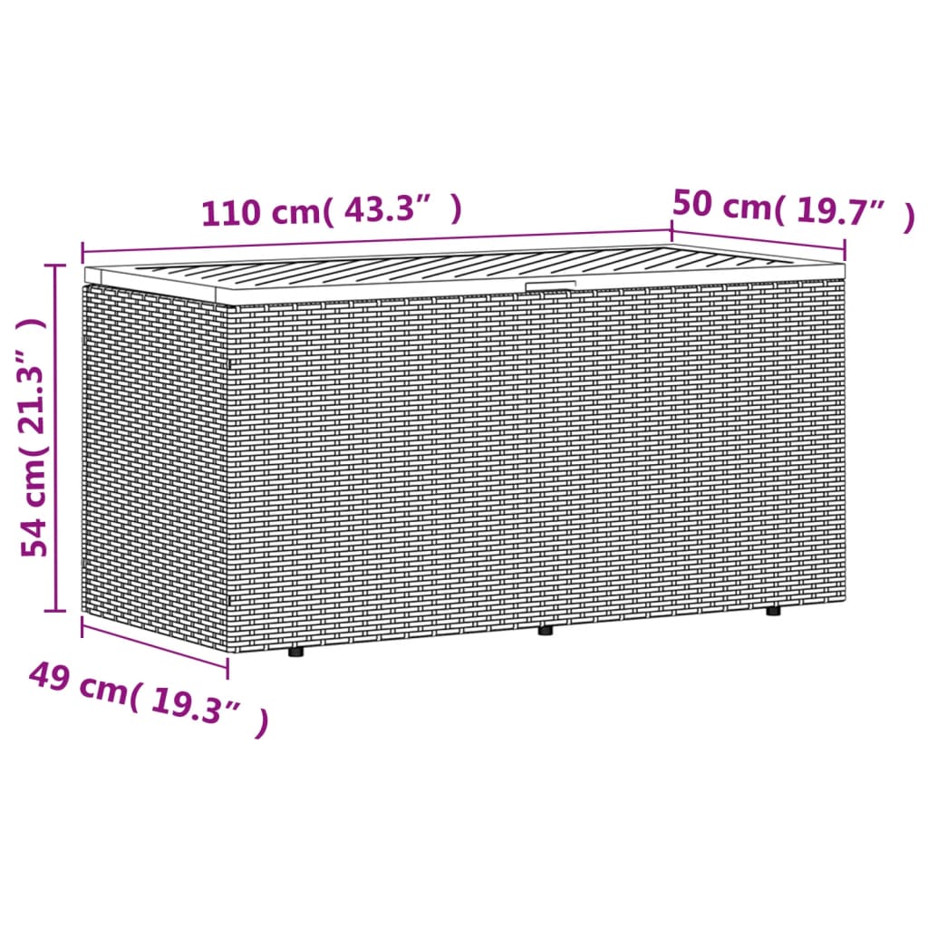 vidaXL Κουτί Αποθ. Κήπου Γκρι 110x50x54 εκ. Συνθ. Ρατάν/Μασίφ Ακακία