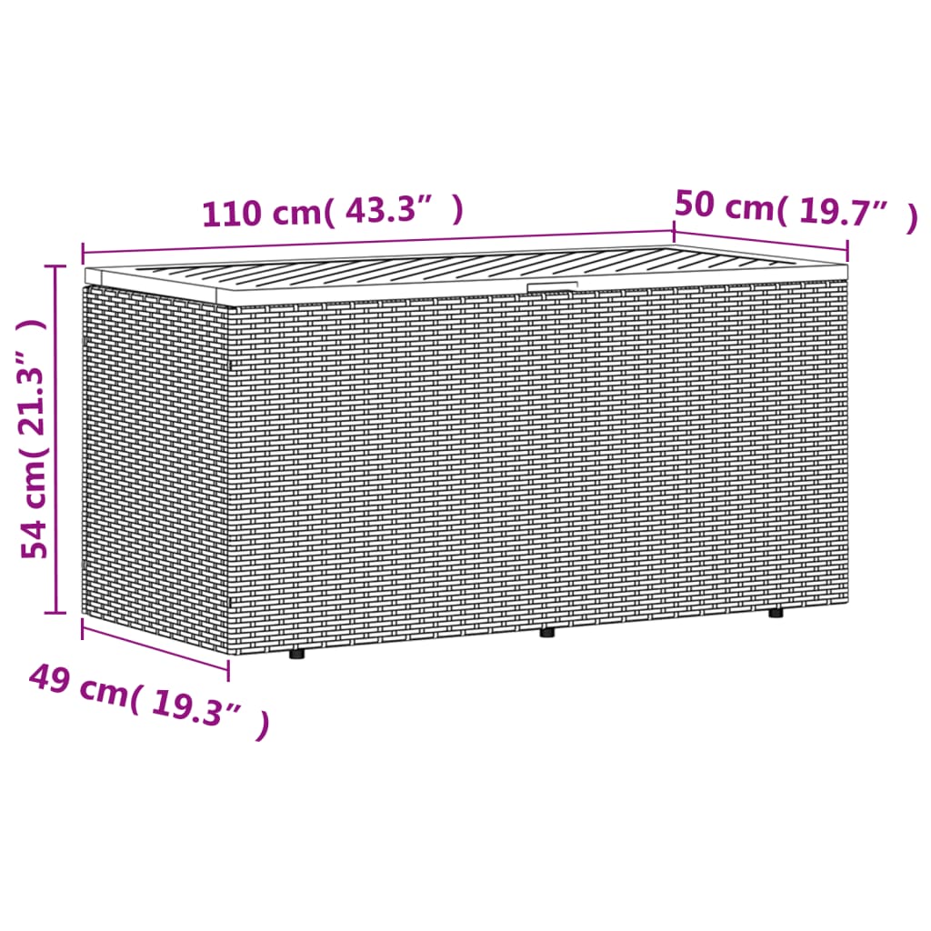 vidaXL Κουτί Αποθ. Κήπου Μπεζ 110x50x54 εκ. Συνθ. Ρατάν/Μασίφ Ακακία