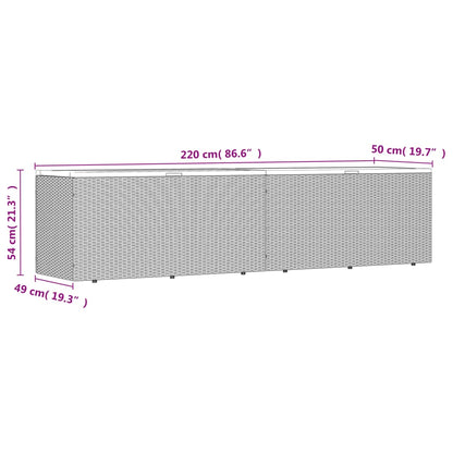 vidaXL Κουτί Αποθ. Κήπου Μαύρο 220x50x54 εκ. Συνθ. Ρατάν/Μασίφ Ακακία