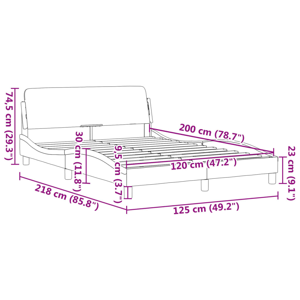 vidaXL Σκελετός Κρεβατιού Χωρίς Στρώμα Μαύρο 120x200 εκ. Υφασμάτινο