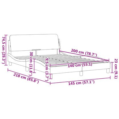 vidaXL Σκελετός Κρεβατιού Χωρίς Στρώμα Μαύρο 140x200 εκ.Υφασμάτινο