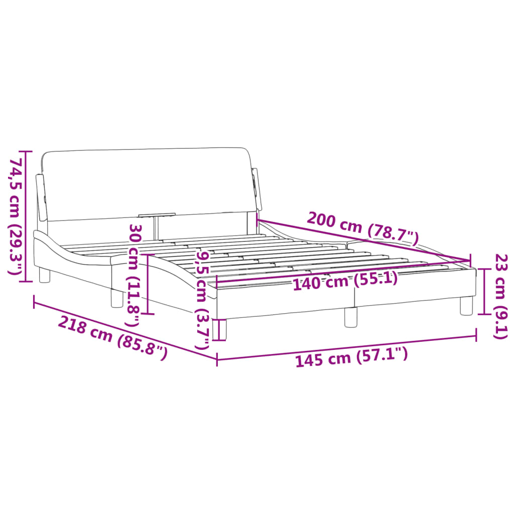 vidaXL Σκελετός Κρεβατιού Χωρίς Στρώμα Μαύρο 140x200 εκ. Βελούδινο