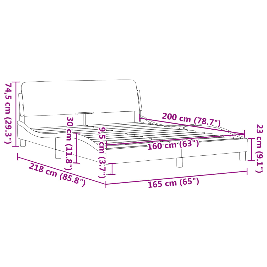 vidaXL Σκελετός Κρεβατιού Χωρίς Στρώμα Μαύρο 160x200 εκ.Υφασμάτινο