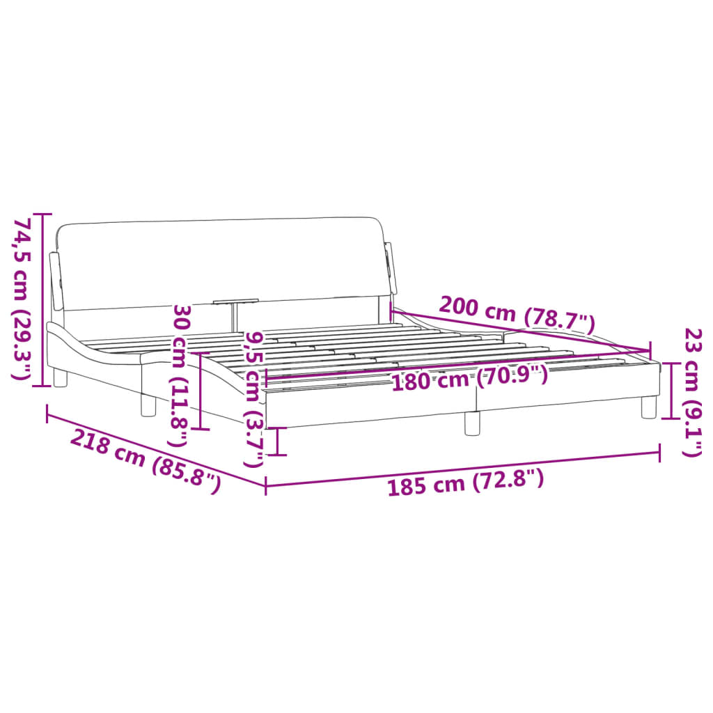 vidaXL Σκελετός Κρεβατιού Χωρίς Στρώμα Μαύρο 180x200 εκ. Υφασμάτινο