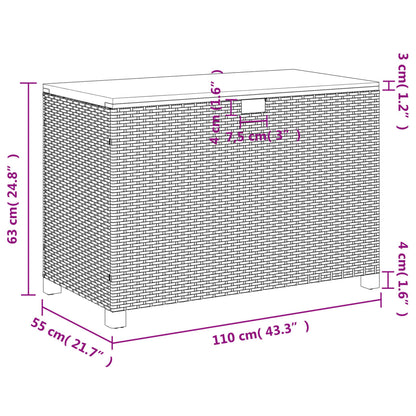 vidaXL Κουτί Αποθ. Κήπου Μαύρο 110x55x63 εκ. Συνθ. Ρατάν/Μασίφ Ακακία