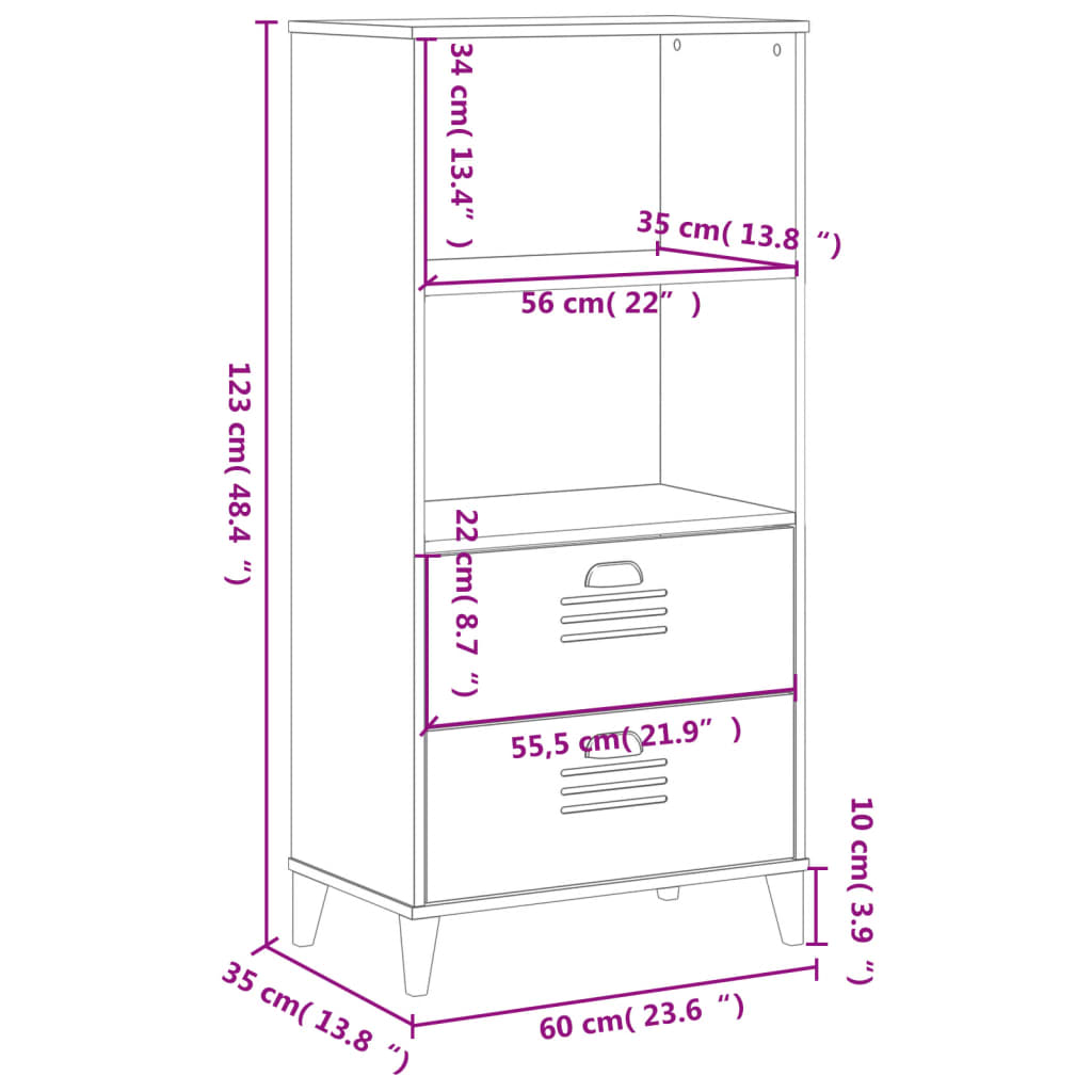 vidaXL Βιβλιοθήκη VIKEN Ανθρακί Γκρι 60x35x123 εκ. από Επεξεργ. Ξύλο