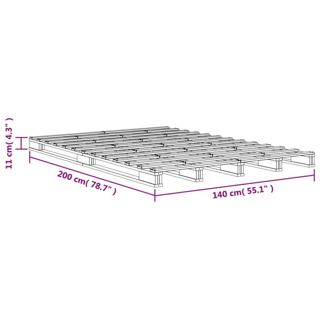 vidaXL Κρεβάτι από Παλέτες Καφέ Κεριού 140x200 εκ. Μασίφ Ξύλο Πεύκου