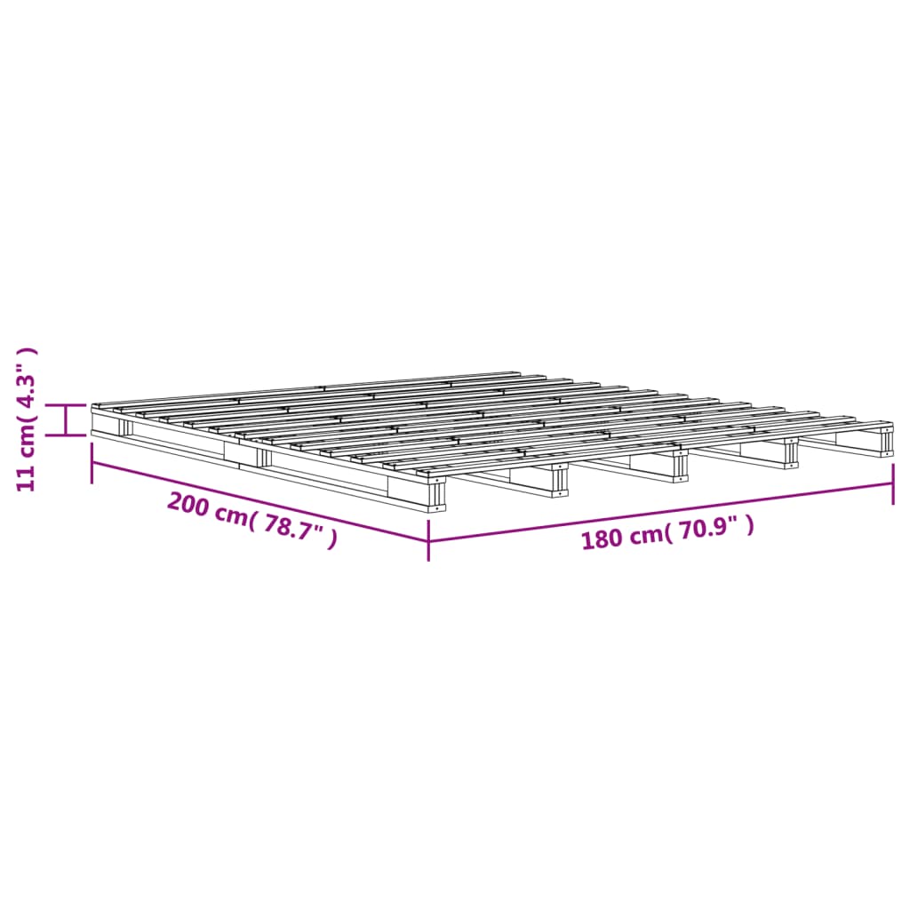 vidaXL Κρεβάτι από Παλέτες Καφέ Κεριού 180x200εκ από Μασίφ Ξύλο Πεύκου