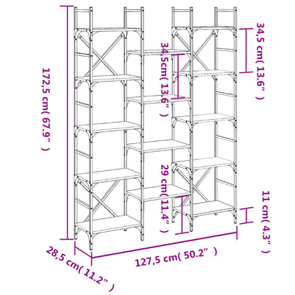 vidaXL Βιβλιοθήκη Sonoma Δρυς 127,5x28,5x172,5 εκ. Επεξεργασμένο Ξύλο