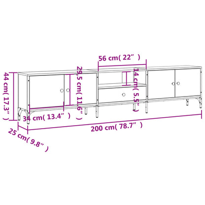 vidaXL Έπιπλο Τηλεόρασης με Συρτάρι Μαύρο 200x25x44 εκ. Επεξ. Ξύλο