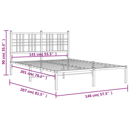 vidaXL Πλαίσιο Κρεβατιού με Κεφαλάρι Μαύρο 140 x 200 εκ. Μεταλλικό