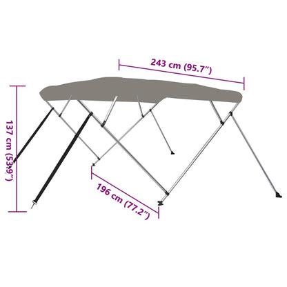 vidaXL Τέντα Σκάφους με 4 Αψίδες Γκρι 243x196x137 εκ.