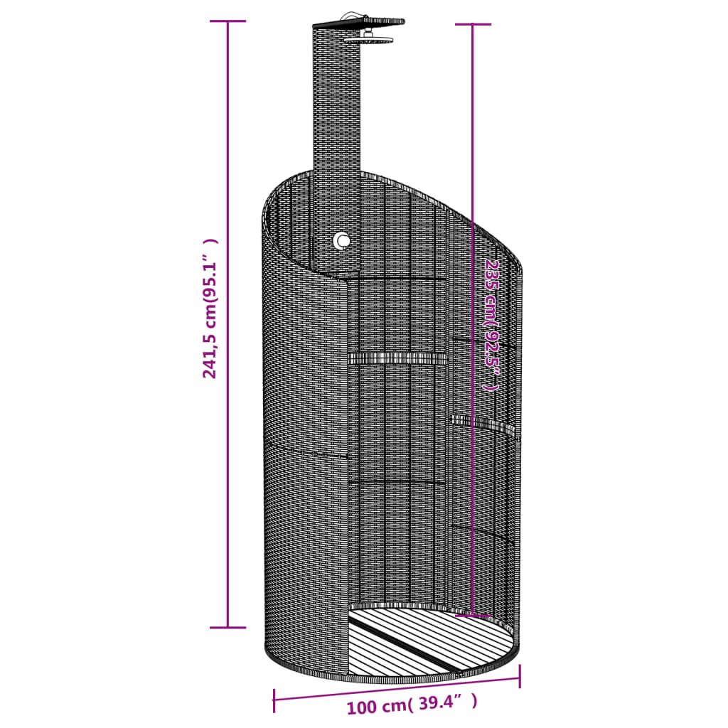 vidaXL Ντους Εξ. Χώρου 100x100x241,5 εκ. Συνθετικό Ρατάν/Ξύλο Ακακίας