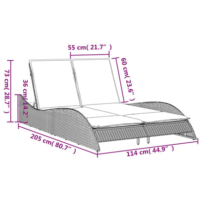 vidaXL Ξαπλώστρα Γκρι 114x205x73 εκ. από Συνθετικό Ρατάν με Μαξιλάρι